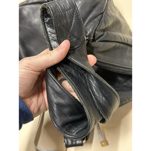 Sylvia Black Leather Vintage Healthy Sling Bag Back Bag Purse Hobo - Picture 14 of 16